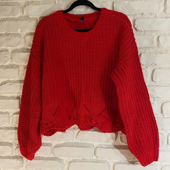 Cable Knit Balloon Sleeve Sweater - Picture 1 of 6